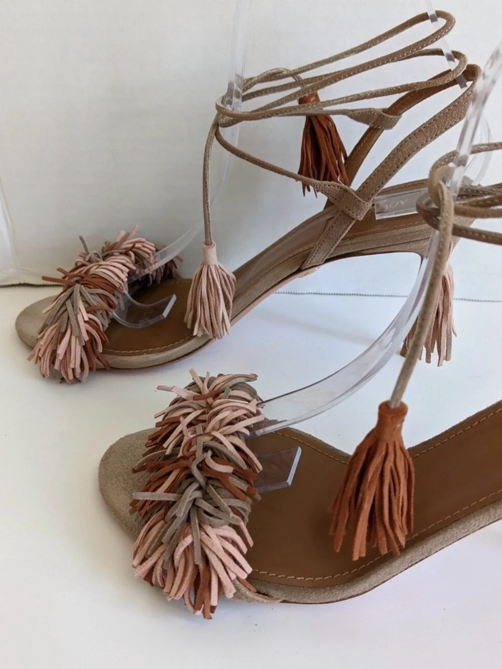 Aquazzura Wild Thing 85 mm Terracotta Suede Fringes Sandal Heels size 38